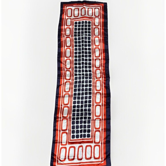 Vintage Head Neck Scarf JS Germain Red White Blue Geometric Retro Made In Italy - Picture 6 of 9